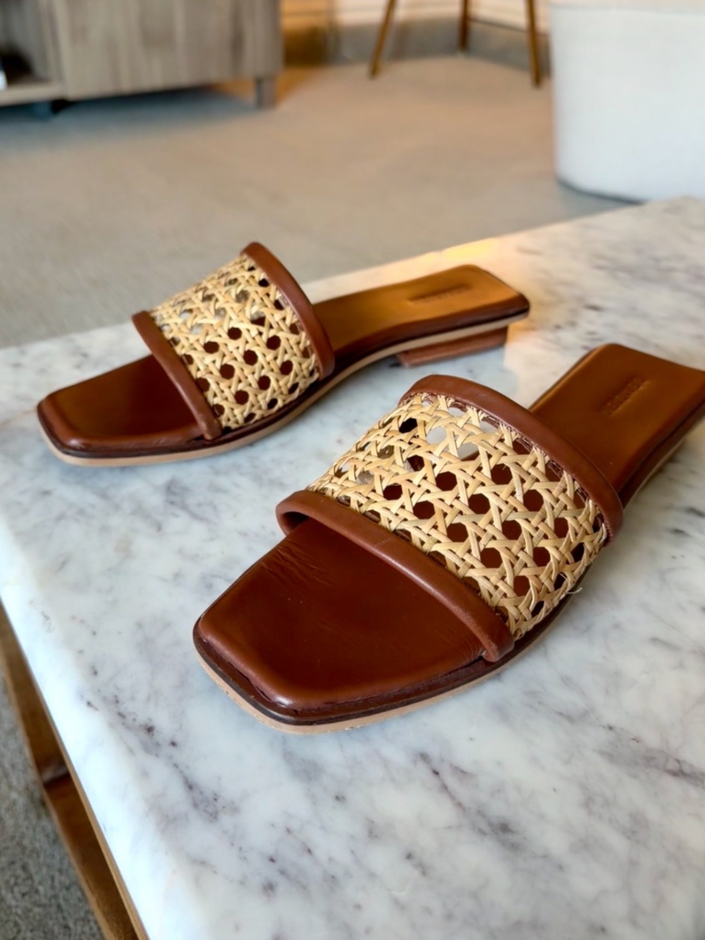 BAMBIEN Leather Pia Slide Sandals Size 39/8.5